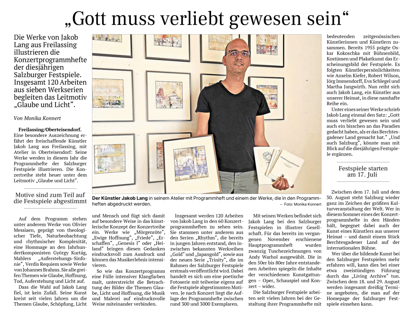 Monika Konnert, Presseartikel, Pop, Freilassinger Anzeiger, Programm, Programmhefte, Konzert, Konzerte Salzburg, Concept, Art, 2026, Andy Warhol, Jakob Lang, bildende Kunst, Salzburg, Festspielzeit, Festspiele Salzburg 2026, Kunst Salzburg, Künstler, Jakob Lang, Künstler, Art, Kunst, color, modern, Zeitung,